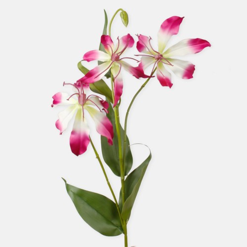 Artificial Gloriosa Flame Lily Pink and White 80cm Artificial Flowers